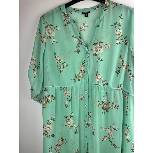 Torrid Lexie Floral Sheer Chiffon Babydoll Tunic Top Mint Green Plus Size 3X - Picture 3 of 12